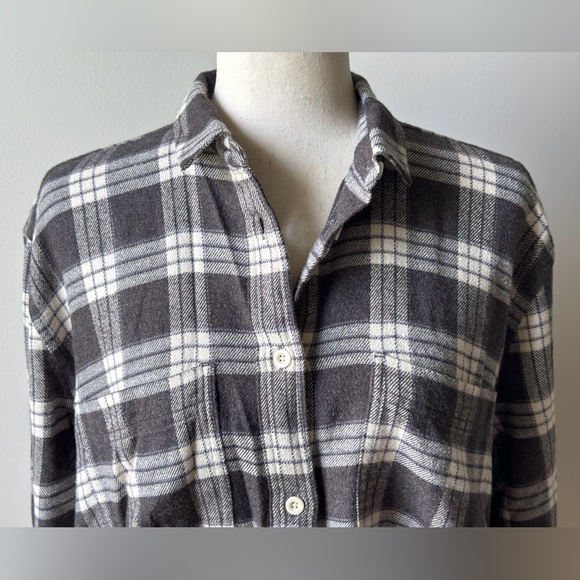 NWT | Madewell | Oversized Ex-Boyfriend Swing Shirt | Gray & Off-White | Large - Picture 3 of 12